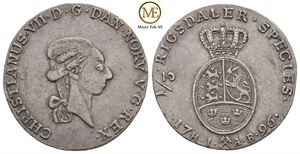 1/3 speciedaler 1796 HIAB. Christian VII. Kv.1+