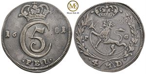 4 mark 1681 Christian V. Kv.1/1+