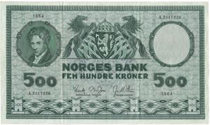 500 kroner 1964 A.2117226. Kv.1