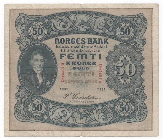 Norge 50 kroner 1931 B kv. 1/1-