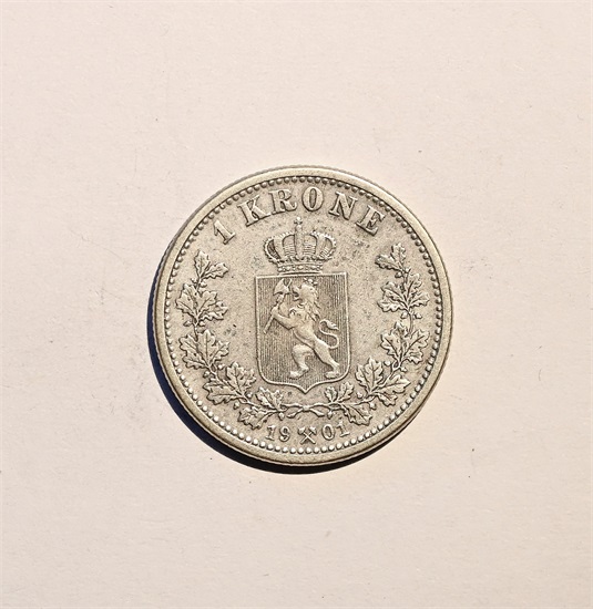 Norge 1 krone 1901 kv 1/1+