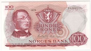 100 kroner 1975 Å.1260776. Gradert til 66 EPQ hos PMG. Kv.0