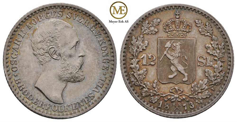 12 skilling 1873 Oscar II.Kv.0/01