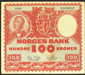 100 kr 1958F kv. god 1-