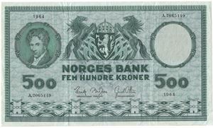 500 kroner 1964 A.2065149. Kv.1