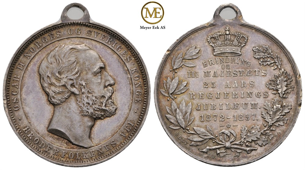 Oscar II 25 års regjeringsmedalje 1872-1897 Kv.01