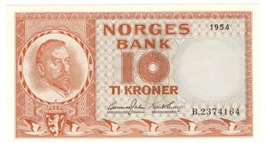 10 kroner 1954 B. Kv.0