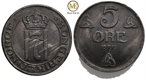 5 øre 1918 Haakon VII. Kv.0/01