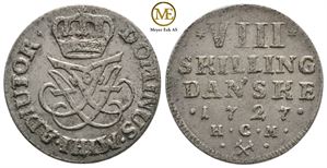 8 skilling 1727 Frederik IV. Kv.01