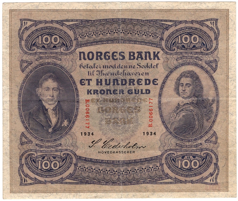 100 kroner 1934 B.0066177. Kv.1/1+