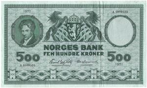 500 kroner 1971 A.4009535. Kv.1