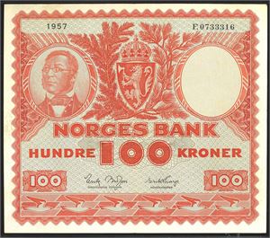 100 kr 1957F kv. nær 1+