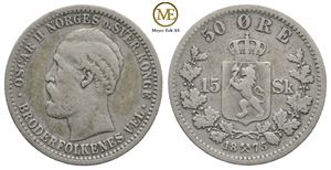 50 øre/15 skilling 1875 Oscar II. Kv.1