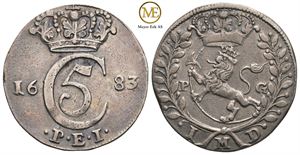 1 mark 1683 Christian V. RR. Kv.1+/01