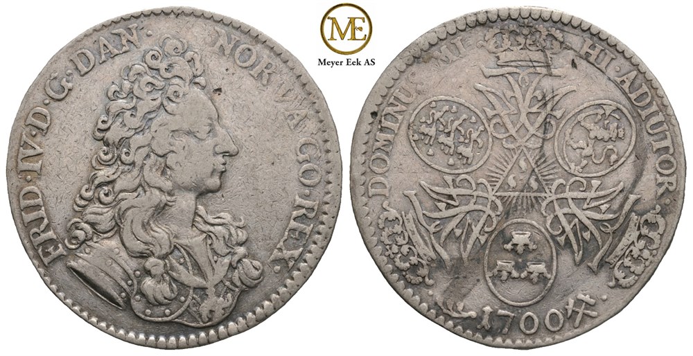4 mark 1700 Frederik IV. Kv.1/1+