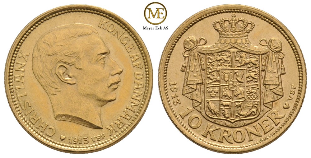 10 kroner 1913 Christian X. Kv.0/01