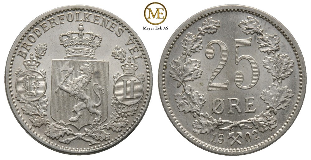 25 øre 1902 Oscar II. Kv.0