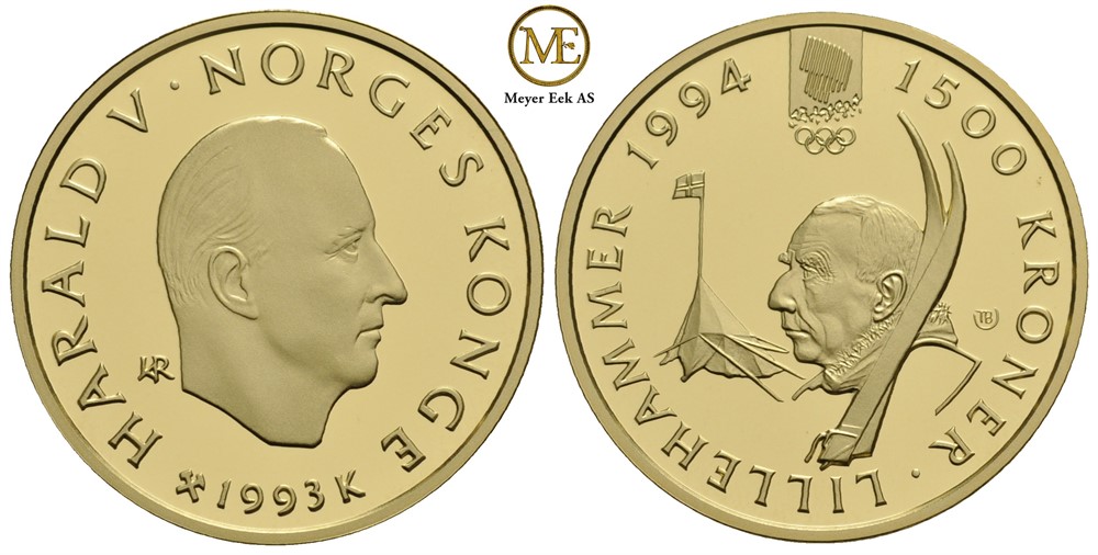 1500 kroner 1993 Lillehammer. Polarekspedisjon. Proof