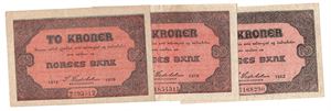 Lot. 2 kroner 1918x2 og 1922. Kv.01