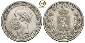 50 øre 1889 Oscar II. Kv.1+/01