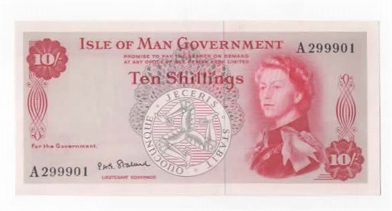 Isle of Man 10 shillings u/år (1961) kv. 0