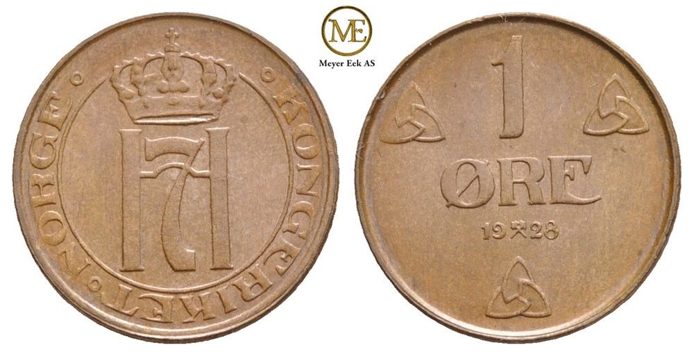 1 øre 1928 Haakon VII. Kv.0