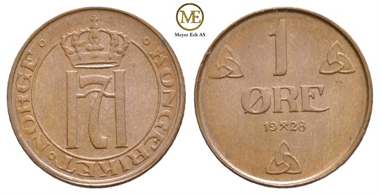 1 øre 1928 Haakon VII. Kv.0