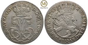 24 skilling 1755 Frederik V. Kv.1+