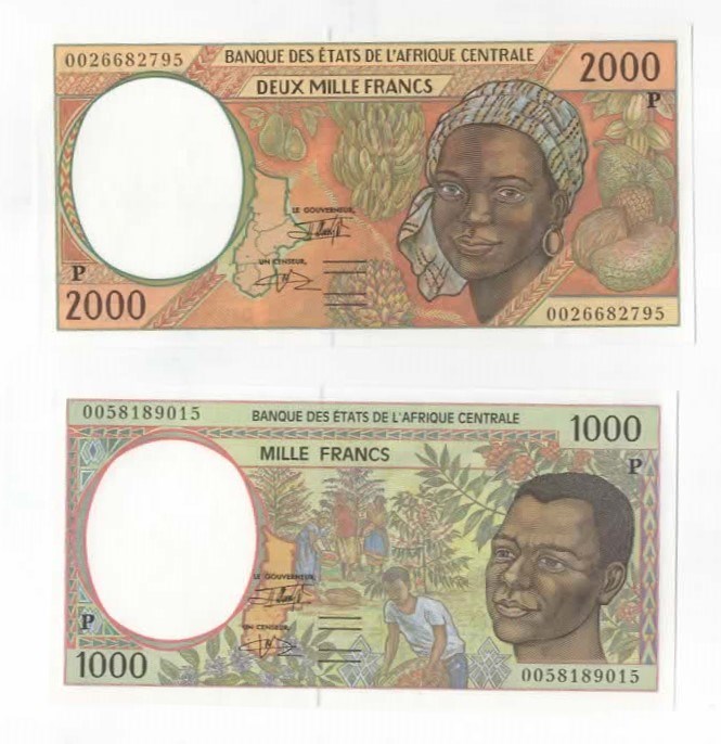 Chad 1000 og 2000 francs 1993 kv. 0
