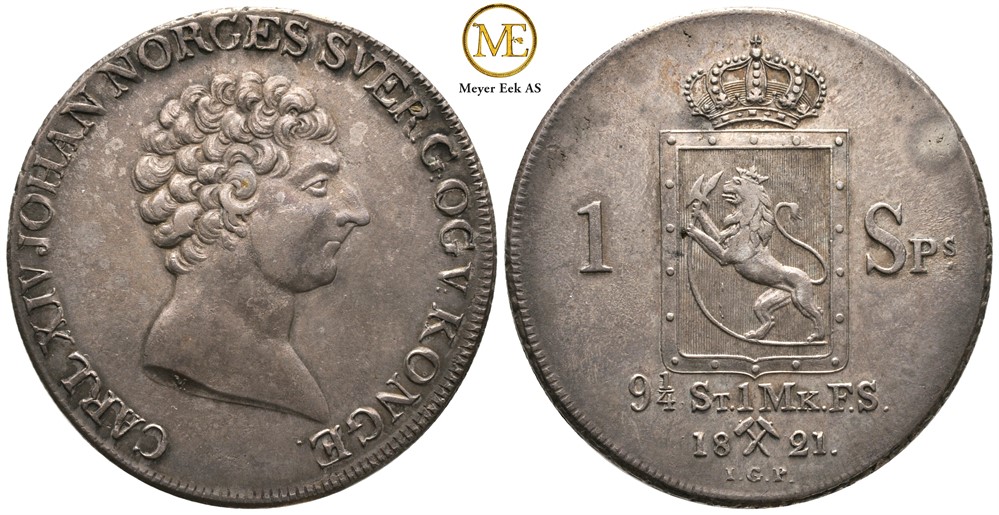 Speciedaler 1821 Carl XIV Johan. Kv.01