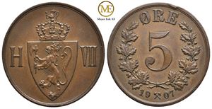 5 øre 1907 Haakon VII. Kv.01