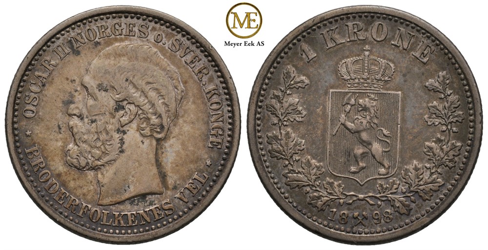1 krone 1898 Oscar II. Kv.01