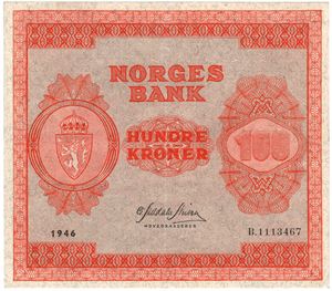 100 kroner 1946 B.1113467. Kv.1+/01