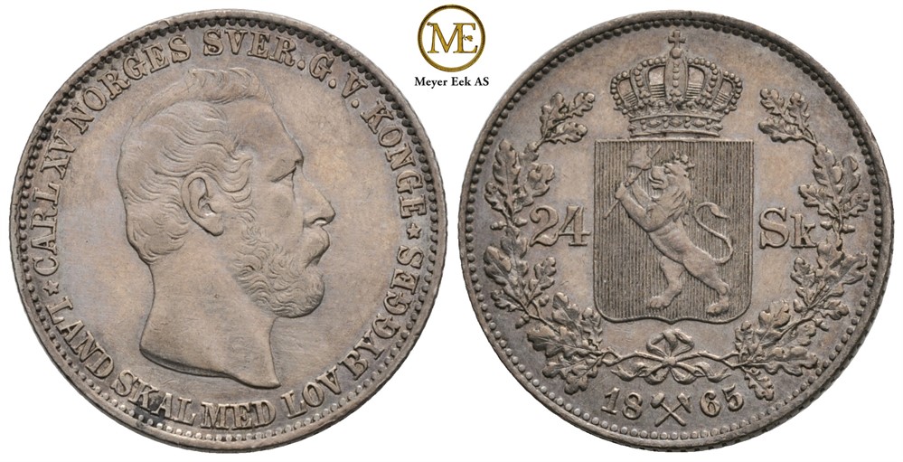 24 skilling 1865 Carl XV. NM.13. Kv.01