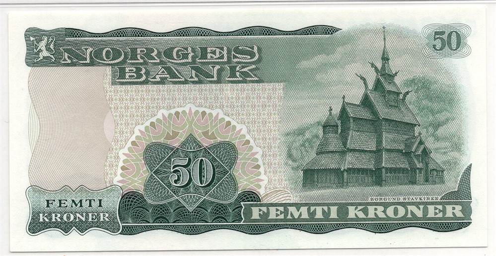 50 kroner 1971 X.2970693. Erstatningsseddel. Gradert til 65 EPQ hos PMG. S-seddel. Kv.0