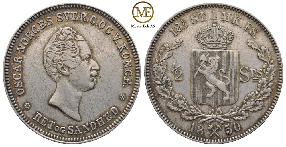 1/2 speciedaler 1850 Oscar I. Kv.1+