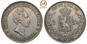 1/2 speciedaler 1850 Oscar I. Kv.1+