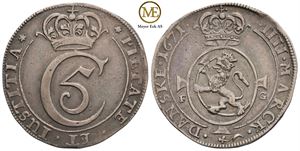 4 mark 1671 Christian V. Kv.1+