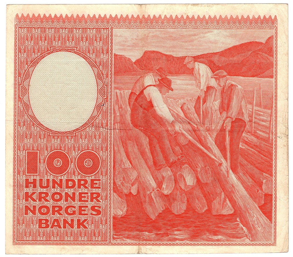 100 kroner 1959 Z.0390240. Erstatningsseddel. SSS-seddel. 44c. Kv.1+