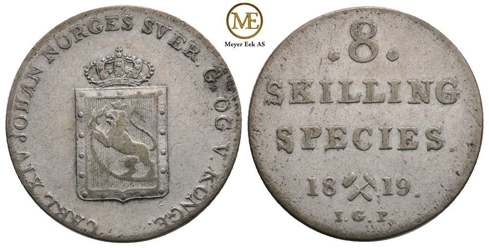 8 skilling1819 Carl XIV Johan. NM.41. Kv.1+