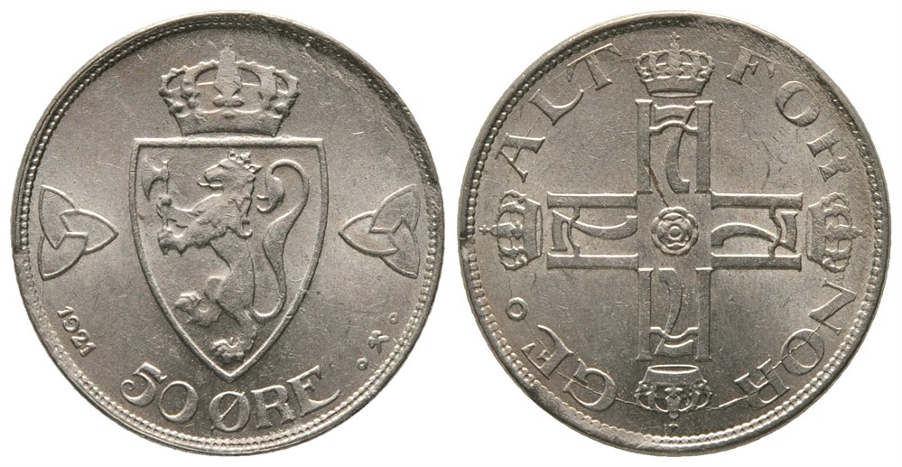 50 øre 1921 Haakon VII. Kv.0