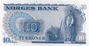 10 kroner 1975 QC erstatningsseddel. Kv.0