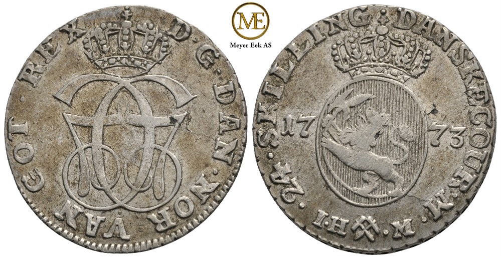 24 skilling 1773 Christian VII. Kv.1+