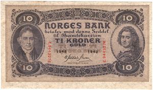 10 kroner 1943 C.9443276. Kv.0/01