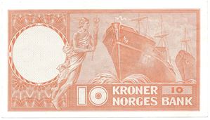 10 kroner 1971 X.6173382 erstatningsseddel. Kv.0