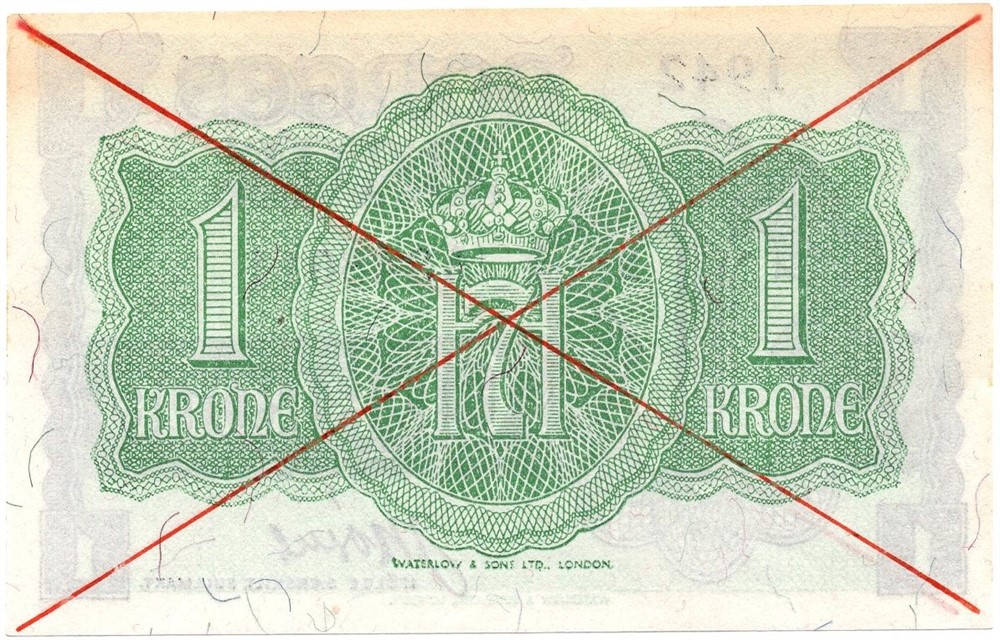 1 krone 1942 London utgaven med kryss. Kv.0