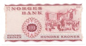 100 kroner 1973 X.8209799. Erstatningsseddel. Kv.0/01