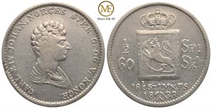 1/2 speciedaler 1833 Carl XIV Johan. Kv.1