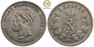 2 kroner 1878 Oscar II. Kv.1+/01