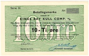 10 øre Kings Bay Kull Comp. Blankett. Kv.0